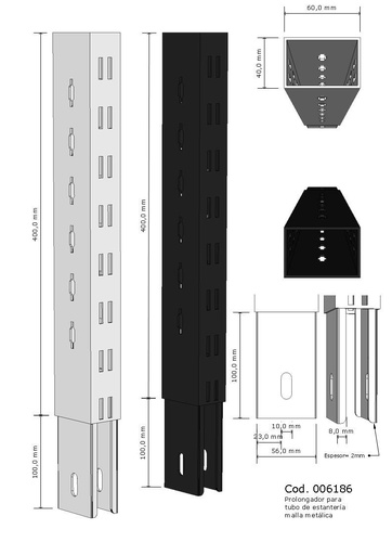 [013005-MG2] Extension de Columna 60cm Gris 